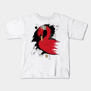 Red and Cream Swan Among The Stars Kids T-Shirt